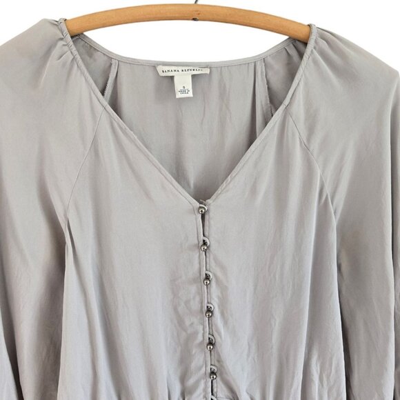 Banana Republic Womens 100% Silk Gray Pearl Button-Front Blouse Small - Picture 3 of 8
